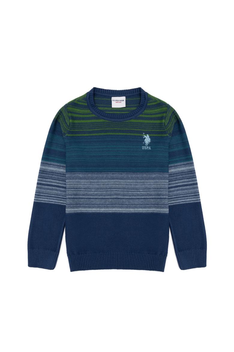 Erkek Çocuk Mavi Bisiklet Yaka Triko Kazak