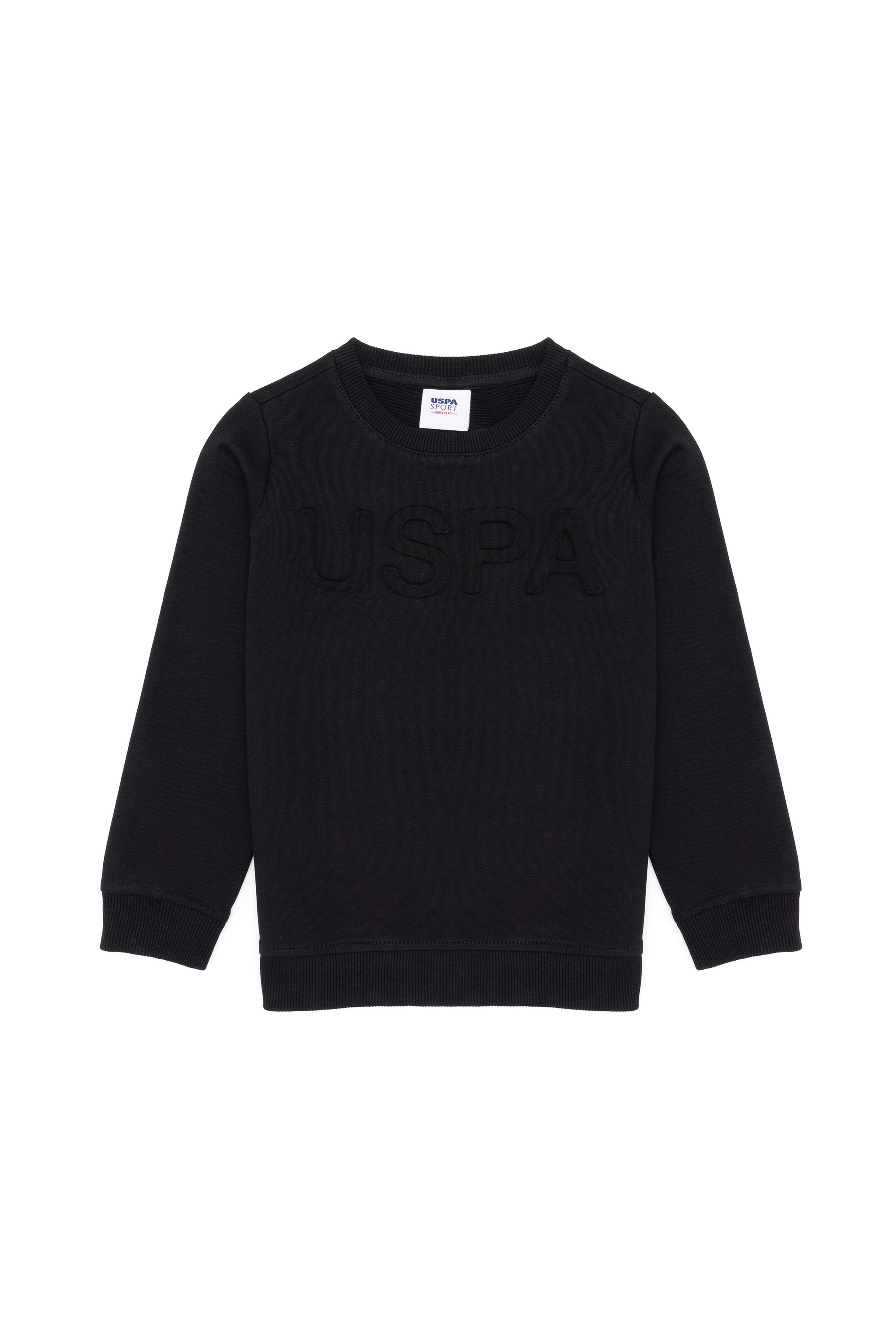 Çocuk Siyah Basic Bisiklet Yaka Sweatshirt - Image 1