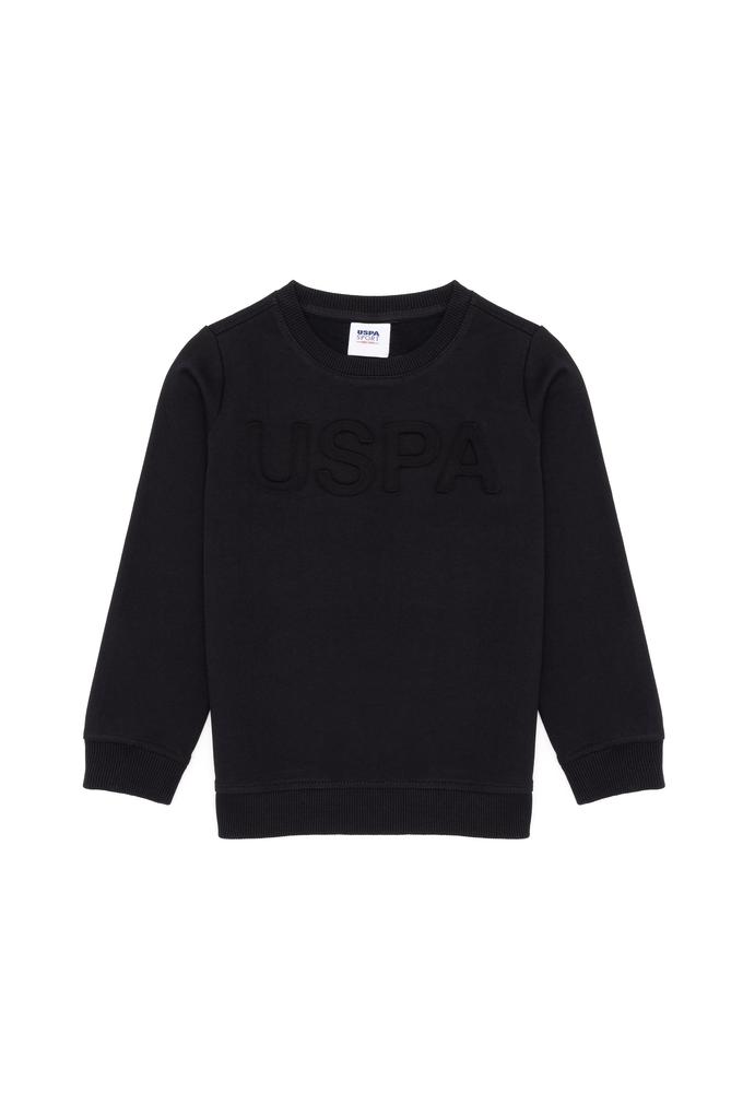 Çocuk Siyah Basic Bisiklet Yaka Sweatshirt