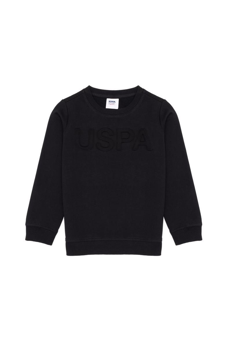 Çocuk Siyah Basic Bisiklet Yaka Sweatshirt