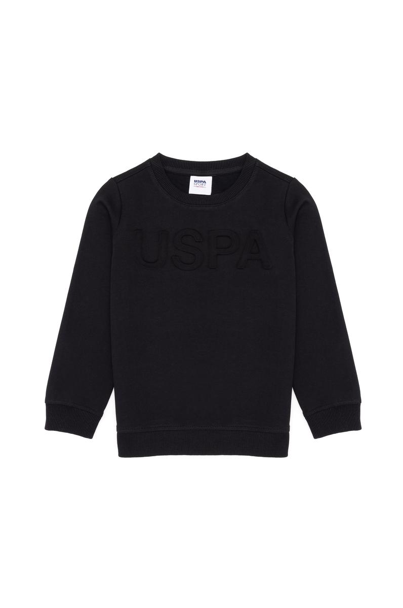 Çocuk Siyah Basic Bisiklet Yaka Sweatshirt