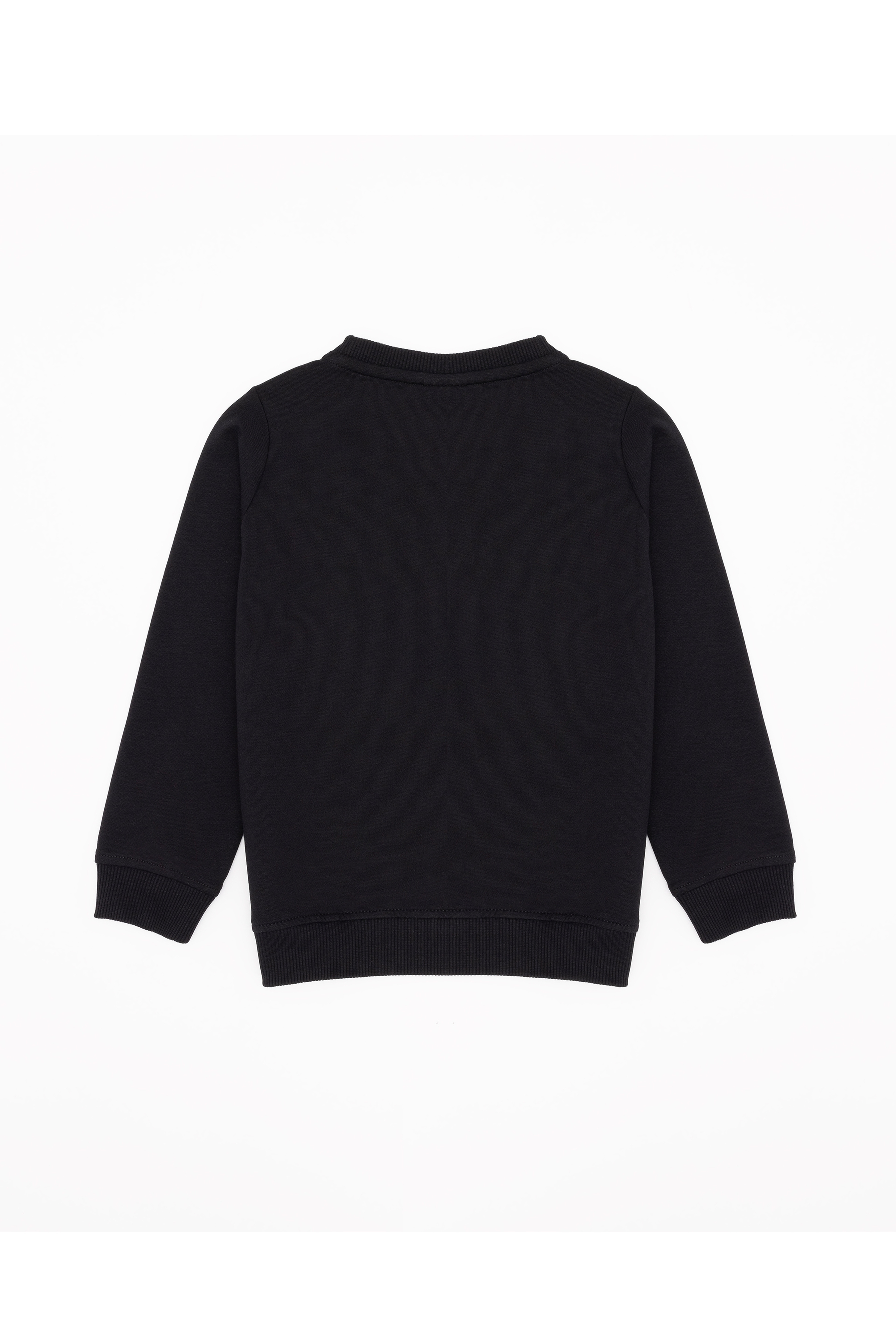 Çocuk Siyah Basic Bisiklet Yaka Sweatshirt - Image 2
