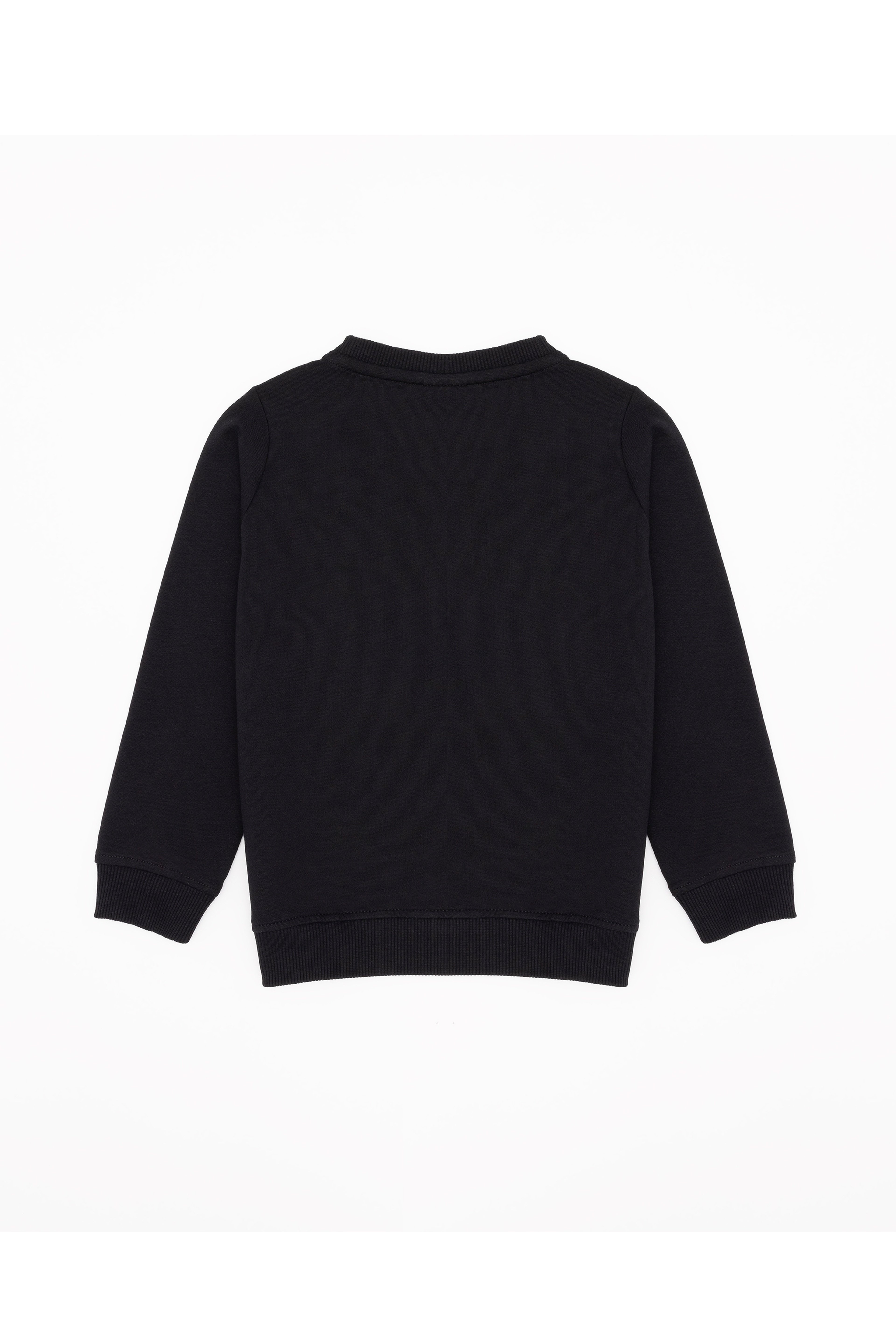 Çocuk Siyah Basic Bisiklet Yaka Sweatshirt