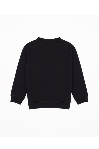 Çocuk Siyah Basic Bisiklet Yaka Sweatshirt