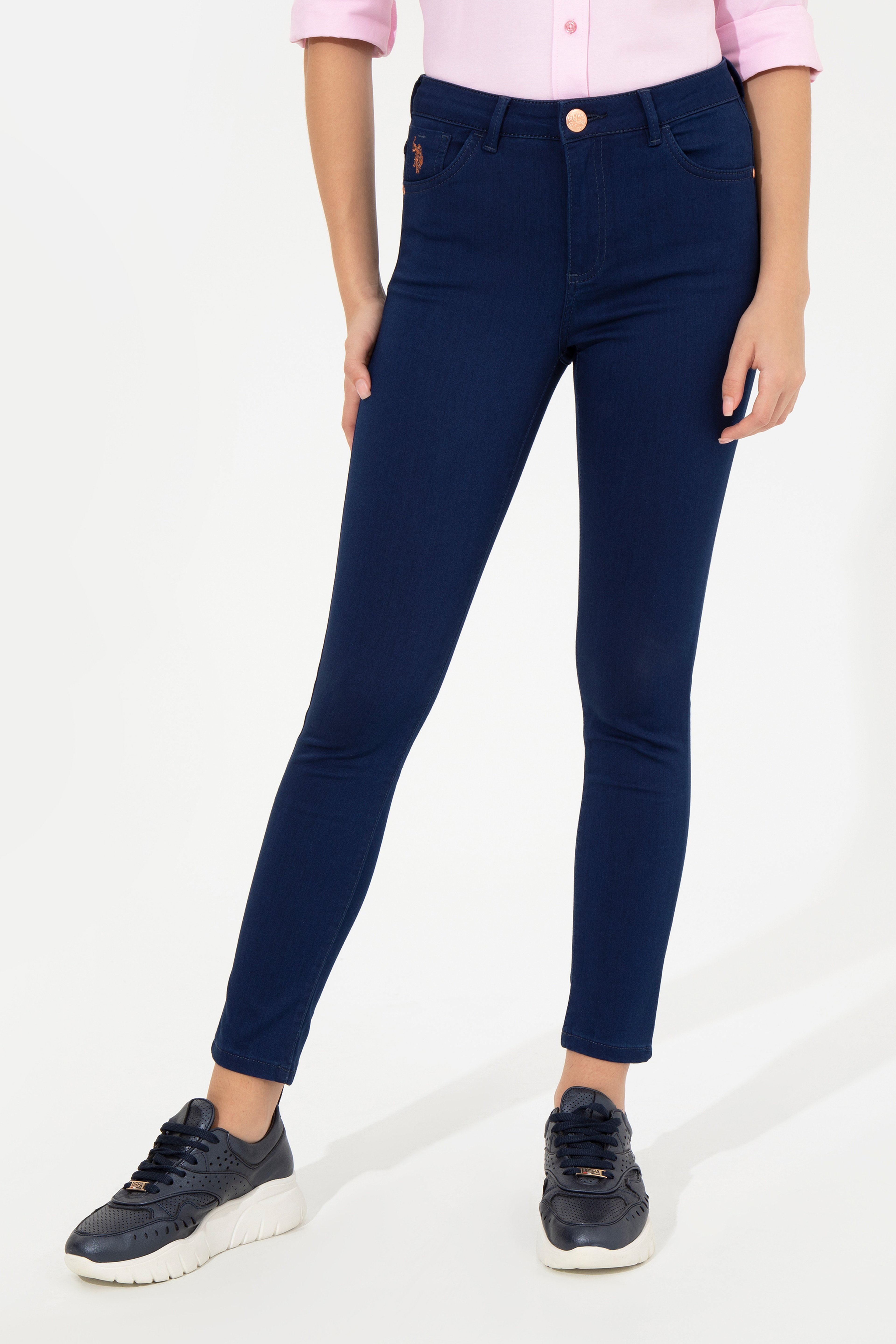 Kadın Koyu Mavi Toothpick Fit Jean Pantolon - Image 2