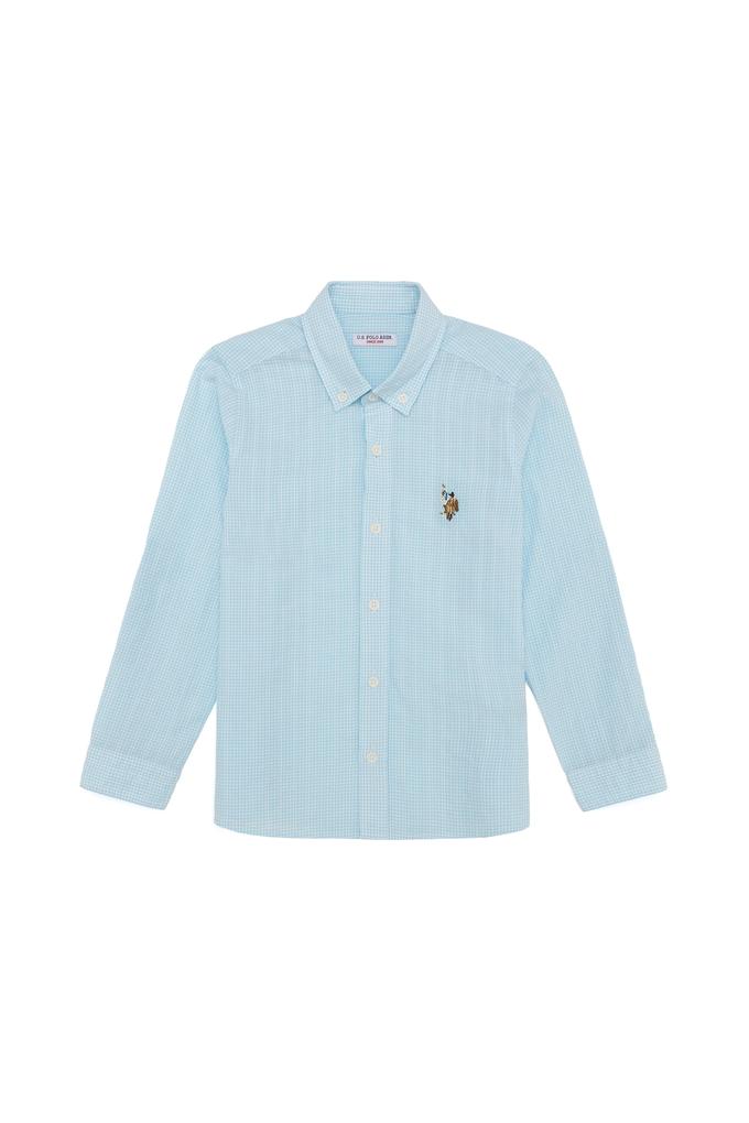 Erkek Çocuk Turkuaz Uzun Kollu Gömlek