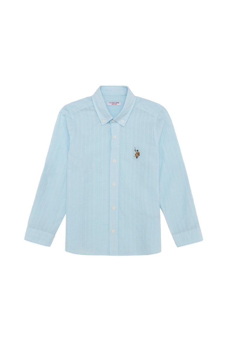 Erkek Çocuk Turkuaz Uzun Kollu Gömlek