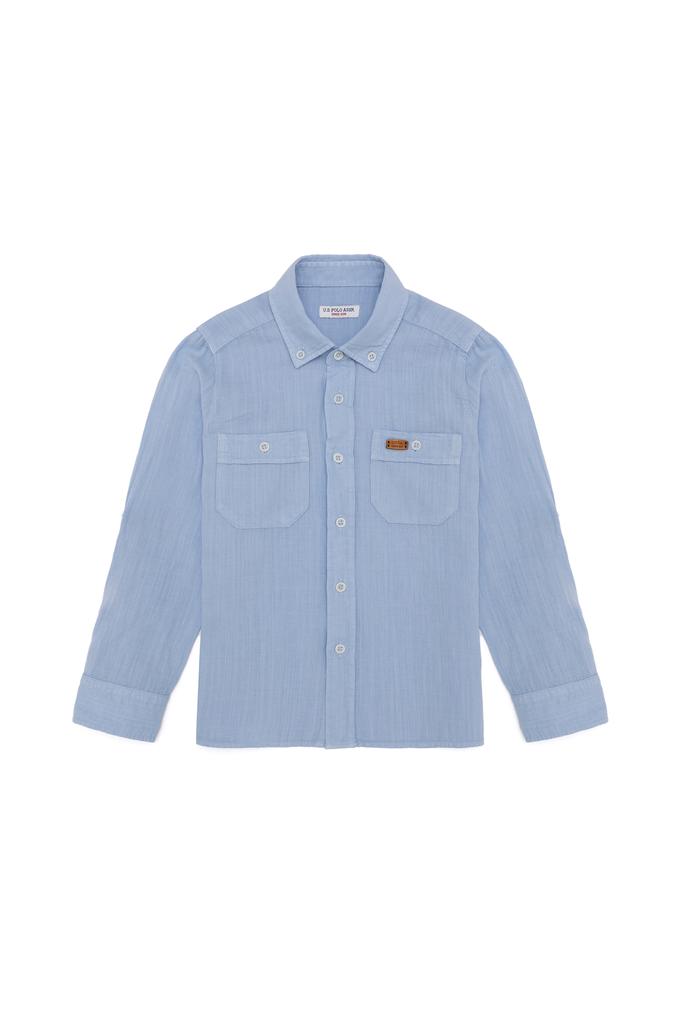 Erkek Çocuk Mavi Uzun Kollu Gömlek