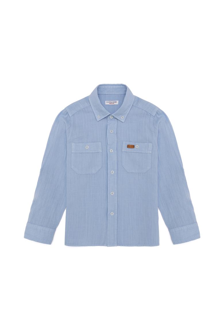 Erkek Çocuk Mavi Uzun Kollu Gömlek