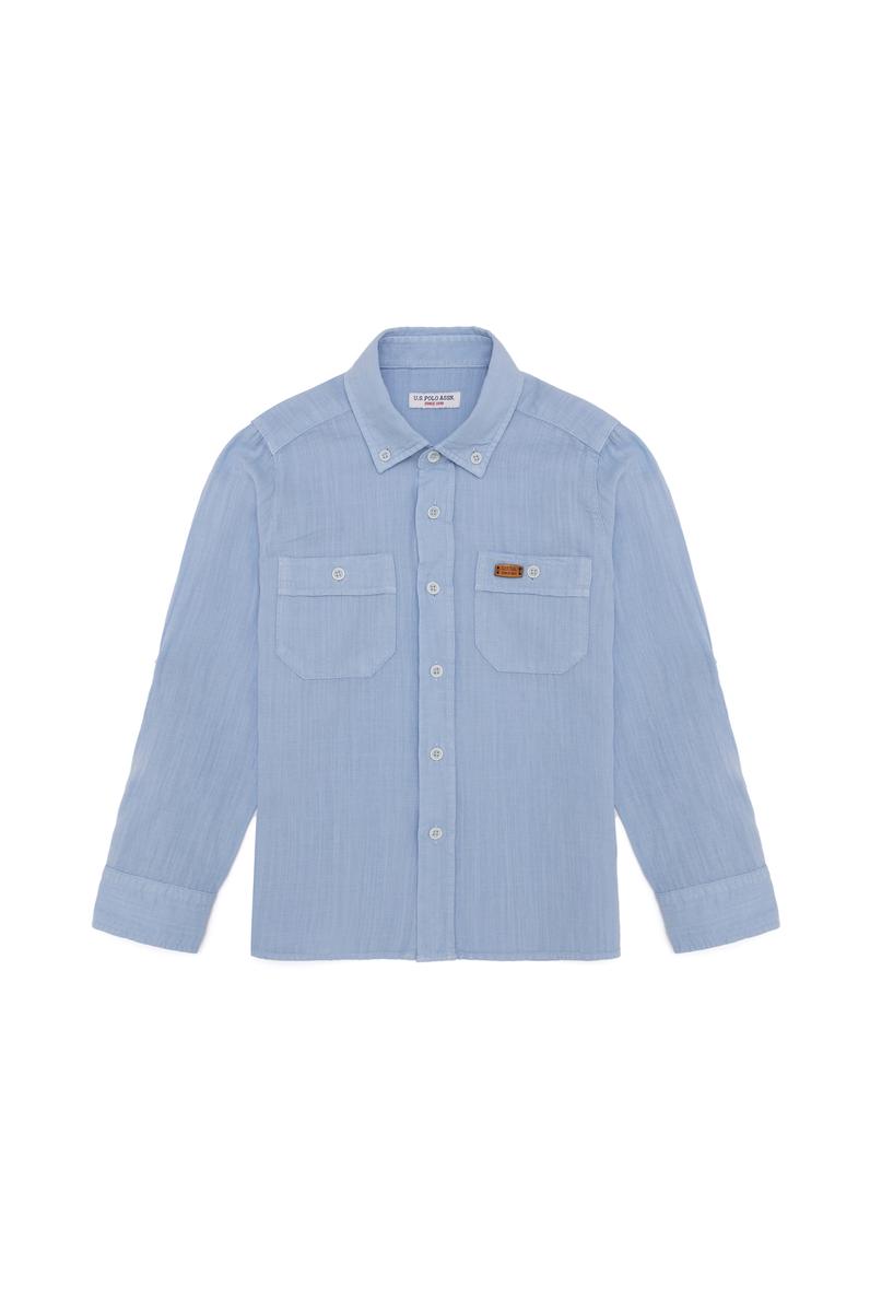 Erkek Çocuk Mavi Uzun Kollu Gömlek