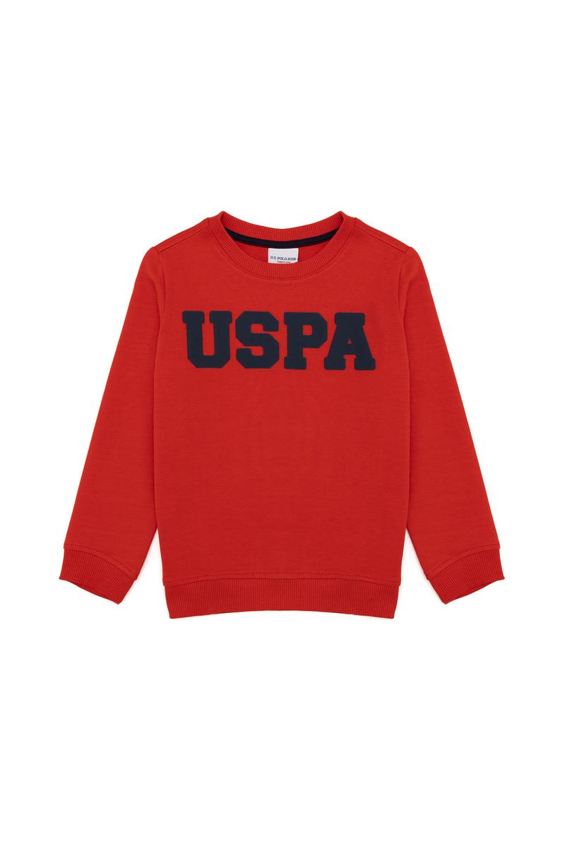 Erkek Çocuk Kırmızı Basic Bisiklet Yaka Sweatshirt