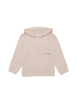 Çocuk Bej Melanj Kapüşonlu Sweatshirt - 50253797018