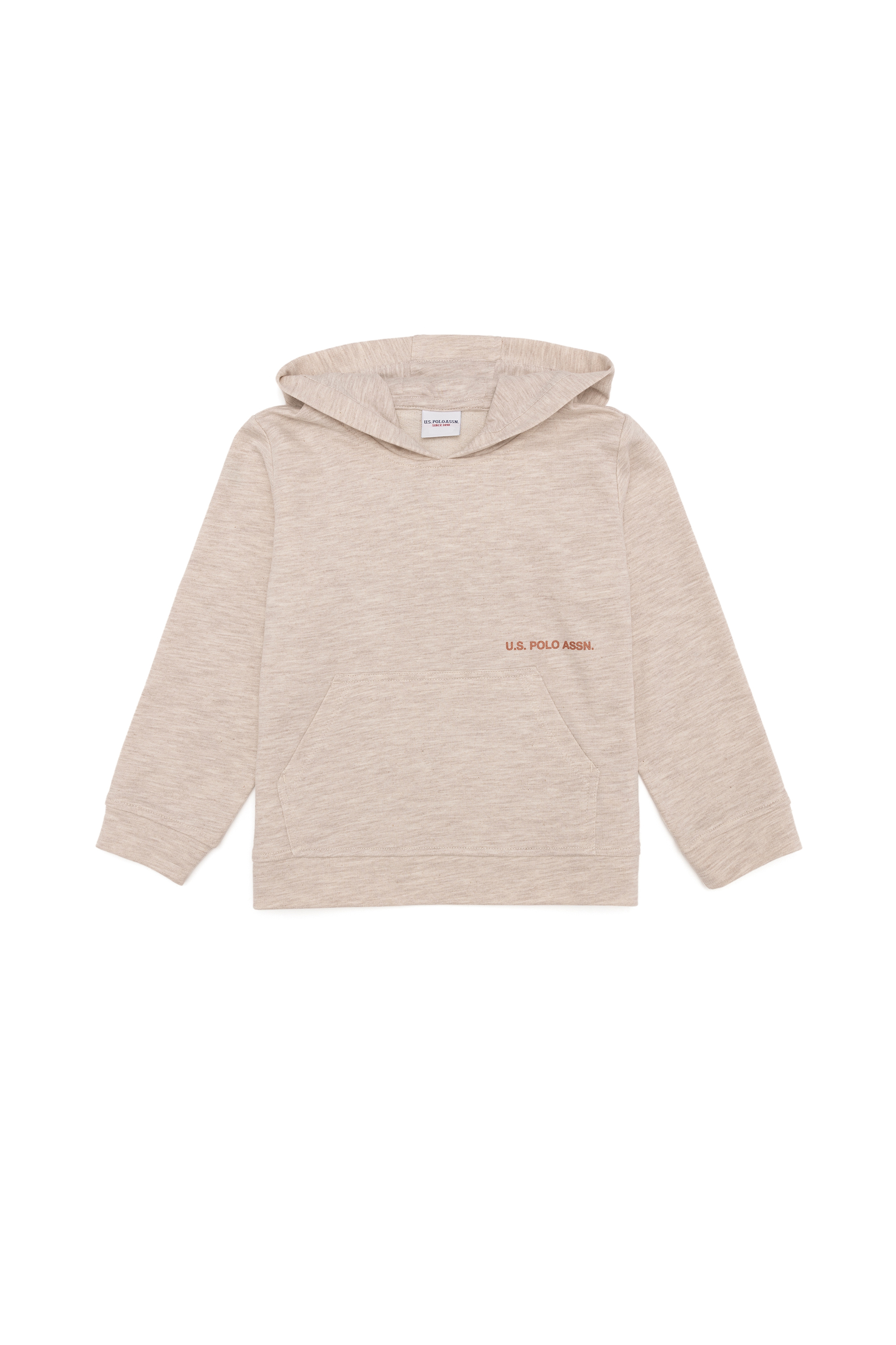 Çocuk Bej Melanj Kapüşonlu Sweatshirt - Image 2