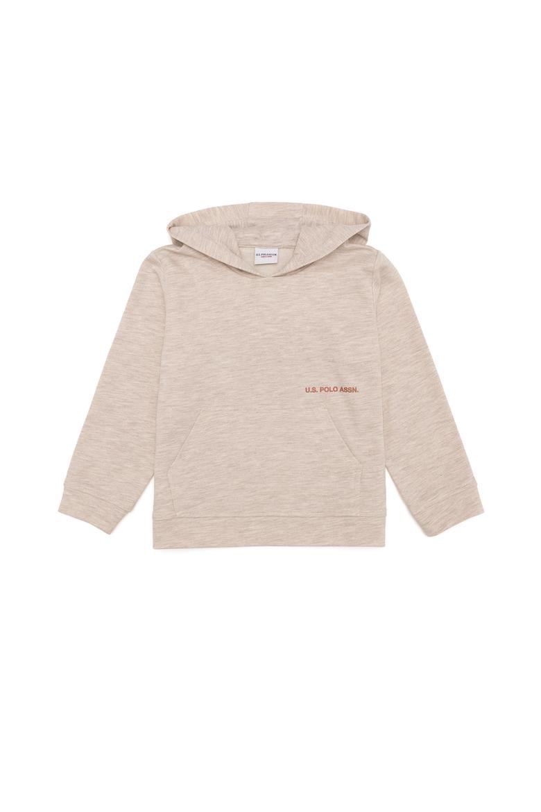 Çocuk Bej Melanj Kapüşonlu Sweatshirt - 50253797018