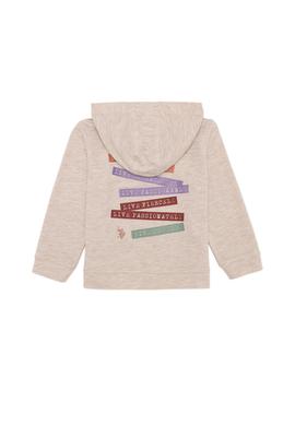 Çocuk Bej Melanj Kapüşonlu Sweatshirt - 50253797018