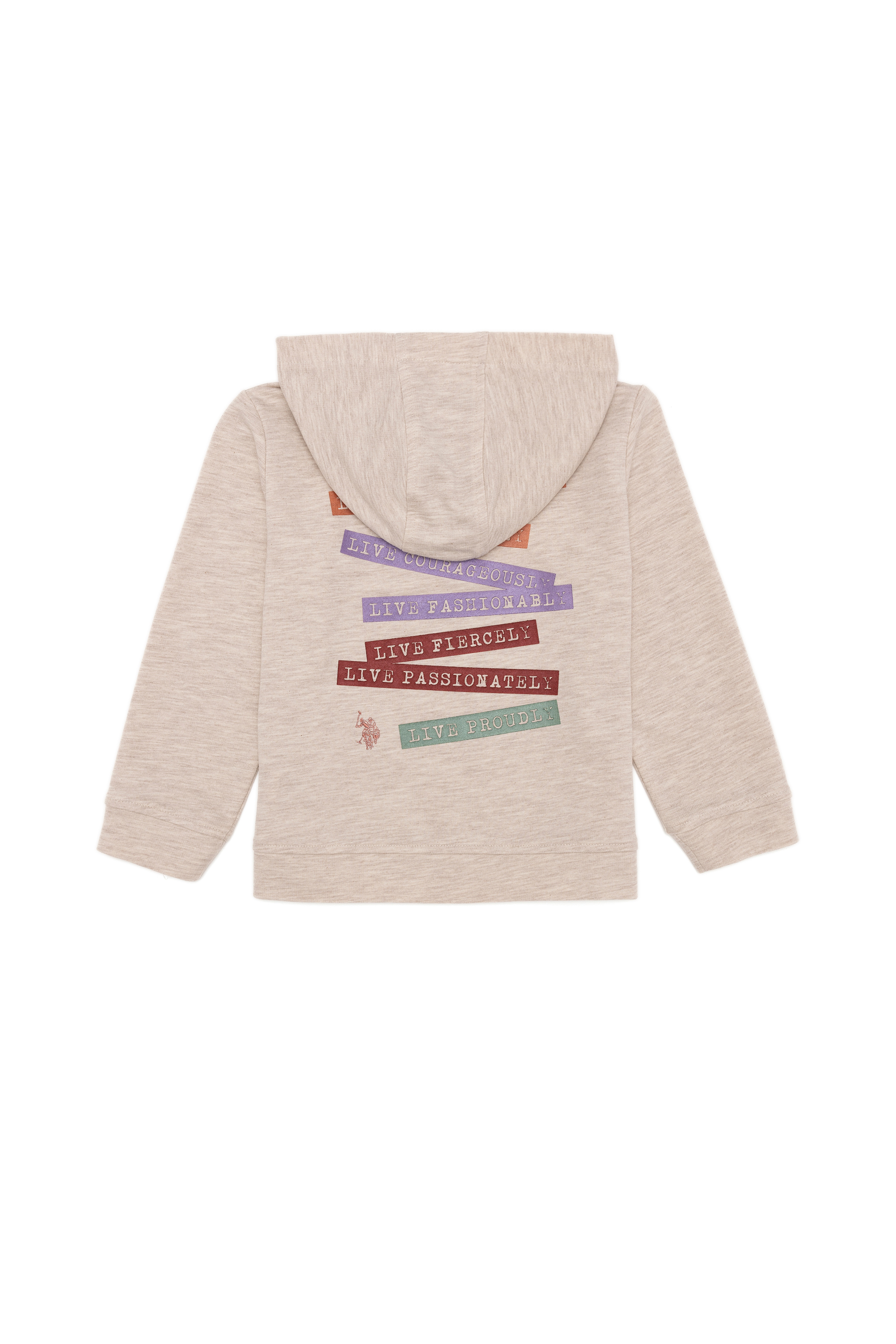 Çocuk Bej Melanj Kapüşonlu Sweatshirt - Image 1