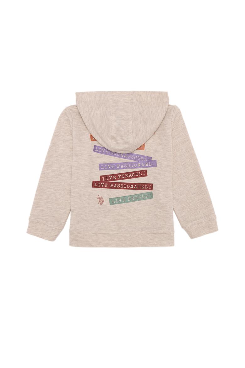 Çocuk Bej Melanj Kapüşonlu Sweatshirt