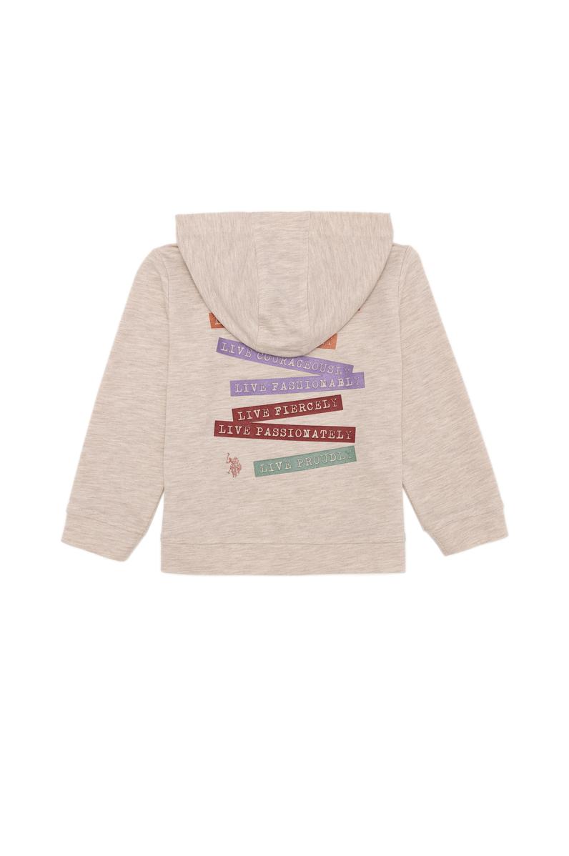 Çocuk Bej Melanj Kapüşonlu Sweatshirt