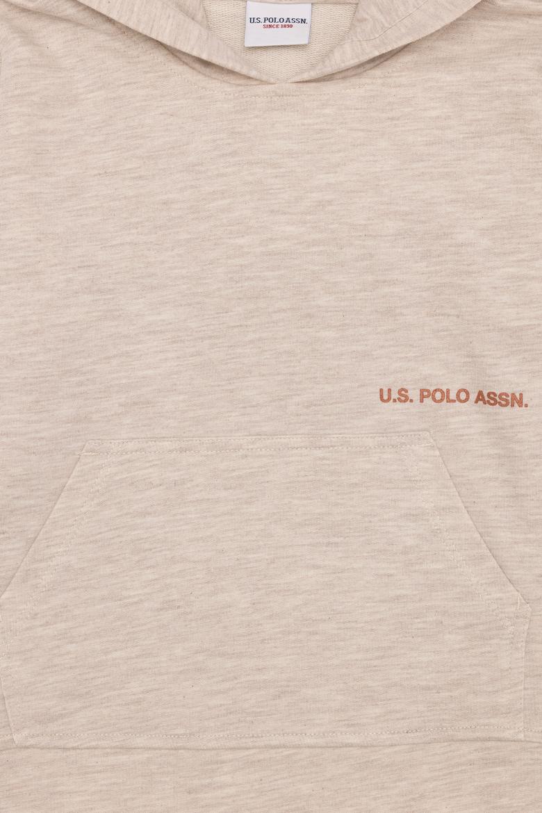 Çocuk Bej Melanj Kapüşonlu Sweatshirt - 50253797018