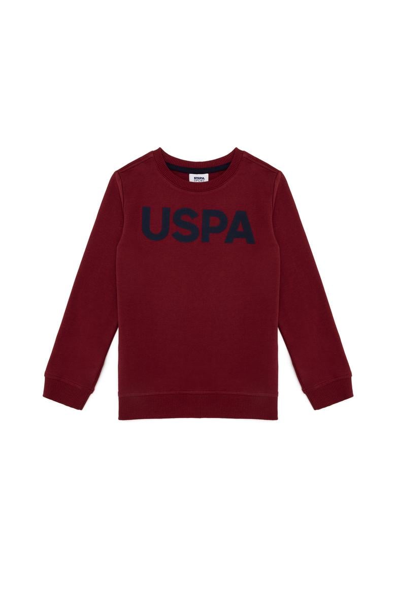 Çocuk Vişne Basic Bisiklet Yaka Sweatshirt