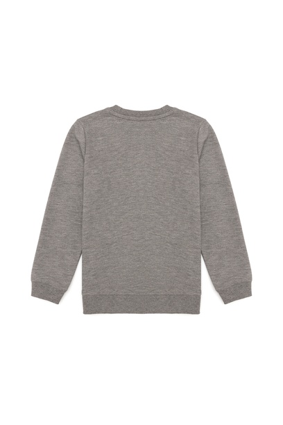 Erkek Çocuk Gri Melanj Basic Sweatshirt