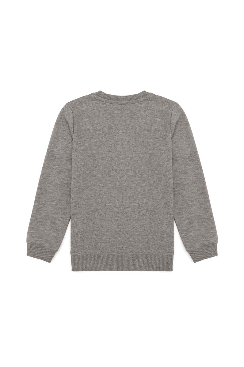 Erkek Çocuk Gri Melanj Basic Sweatshirt