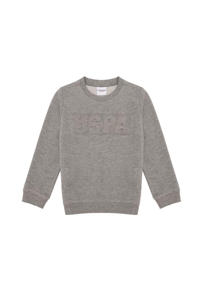 Erkek Çocuk Gri Melanj Basic Sweatshirt