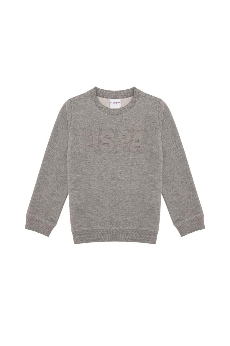 Erkek Çocuk Gri Melanj Basic Sweatshirt