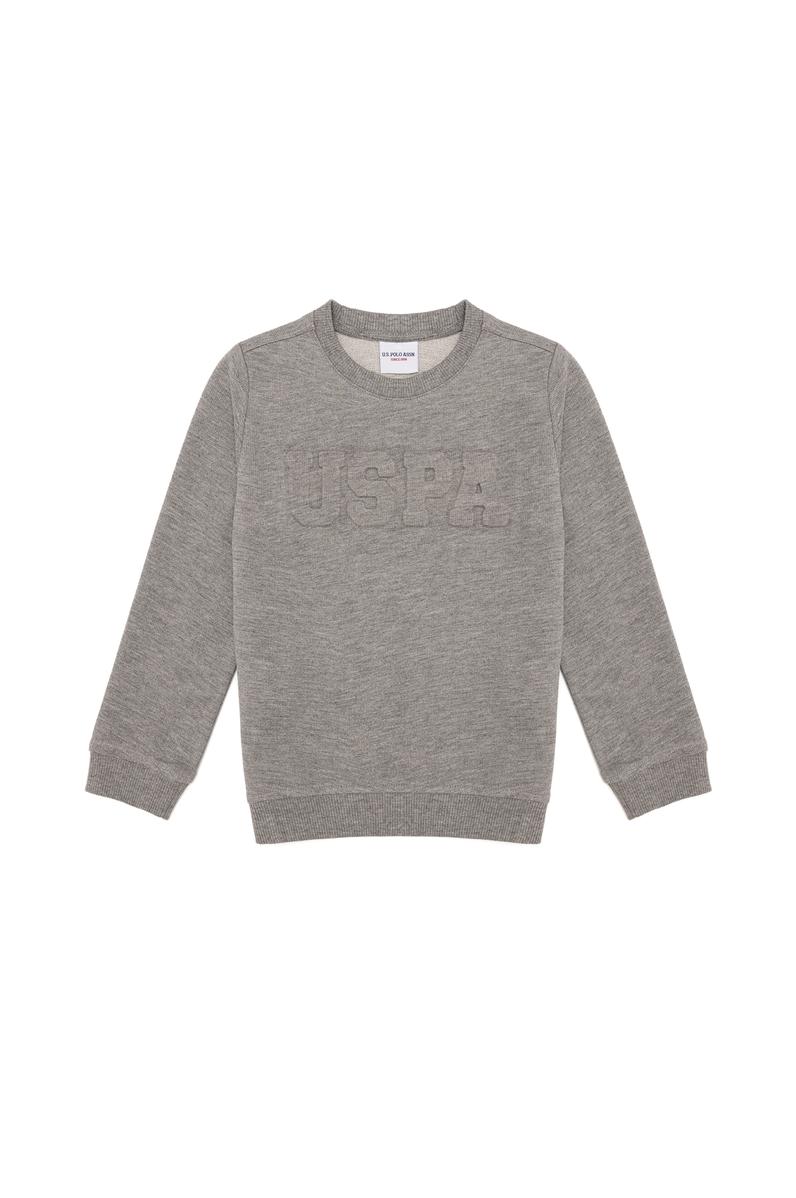 Erkek Çocuk Gri Melanj Basic Sweatshirt