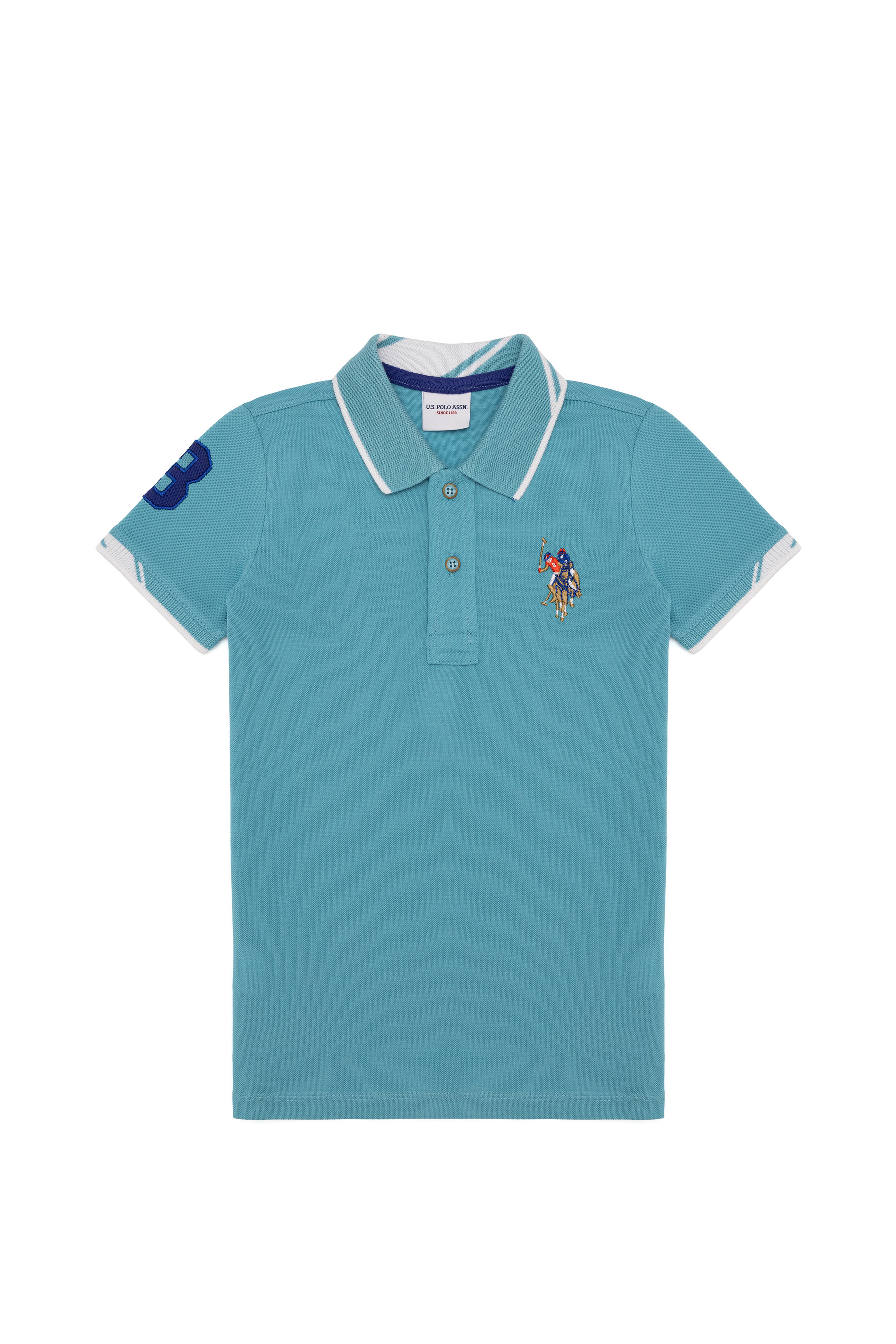 Erkek Çocuk Turkuaz Basic Polo Yaka Tişört - Image 1