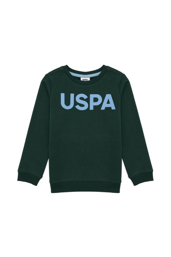 Çocuk Yeşil Basic Bisiklet Yaka Sweatshirt