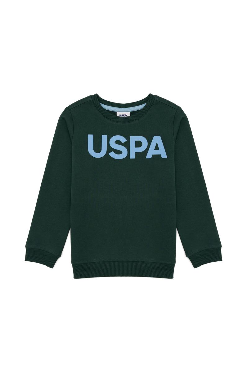 Çocuk Yeşil Basic Bisiklet Yaka Sweatshirt