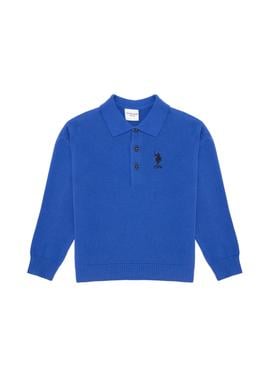 Erkek Çocuk Kobalt Mavi Polo Yaka Kazak - 50258071021