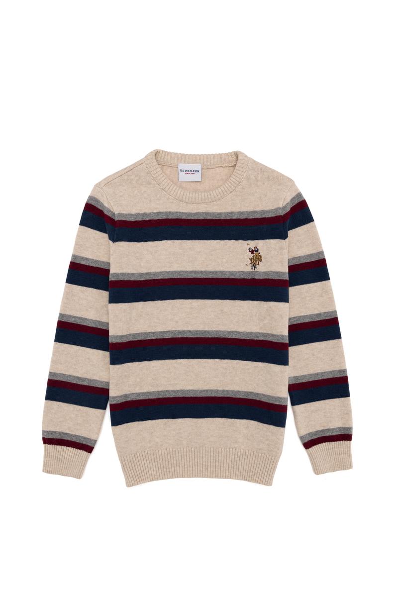 Erkek Çocuk Taş Melanj Bisiklet Yaka Triko Kazak