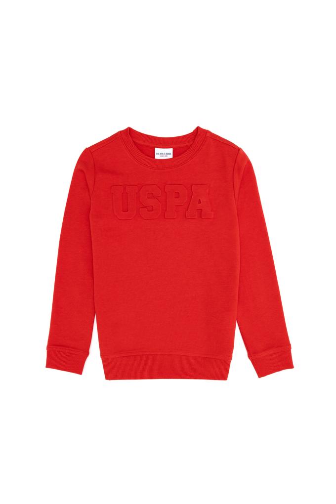 Çocuk Kırmızı Basic Bisiklet Yaka Sweatshirt