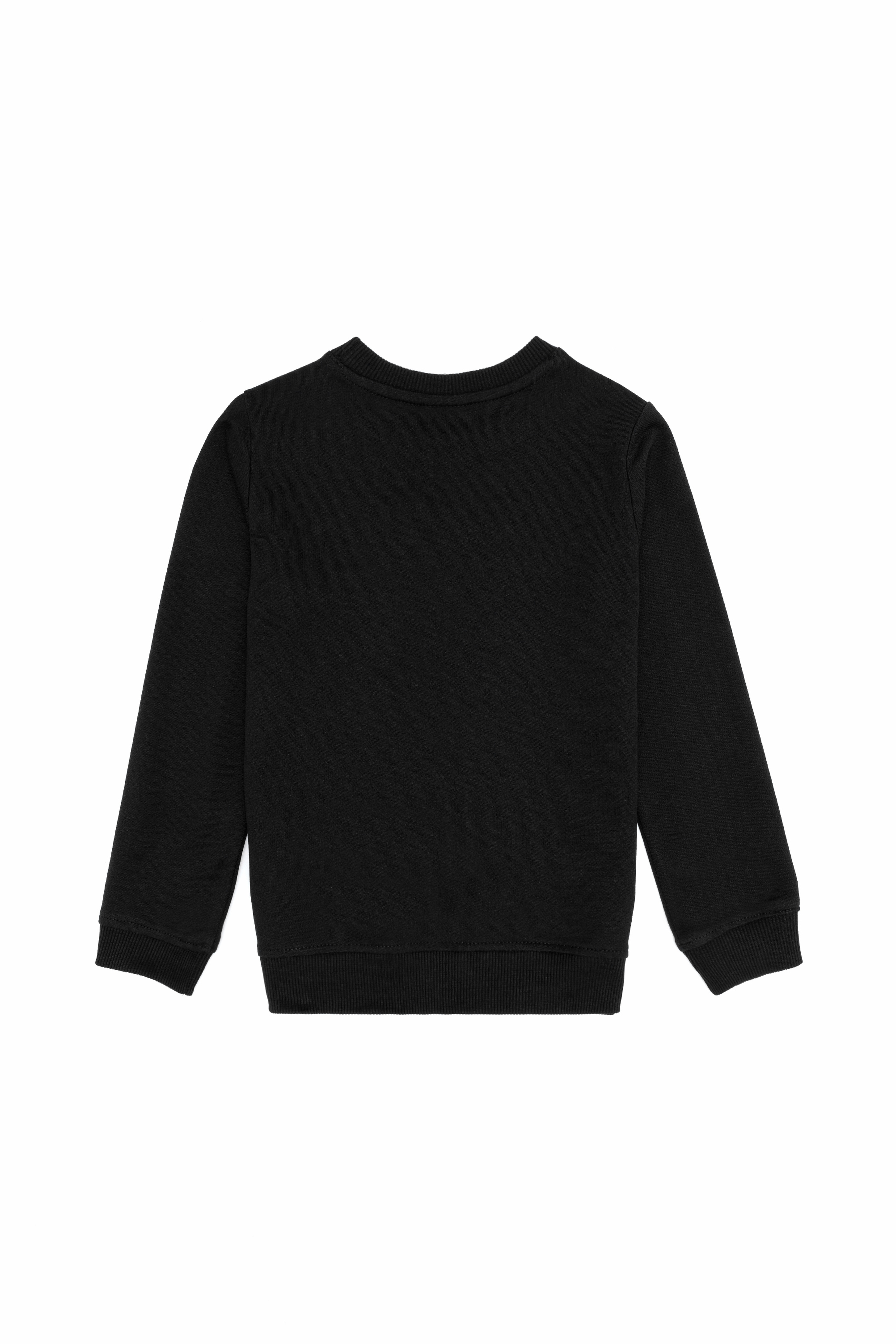 Çocuk Siyah Basic Bisiklet Yaka Sweatshirt - Image 2