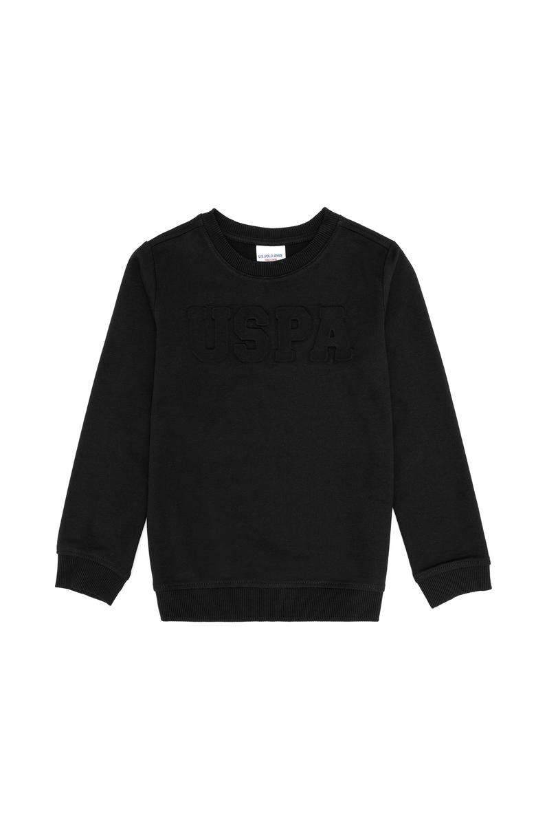 Çocuk Siyah Basic Bisiklet Yaka Sweatshirt