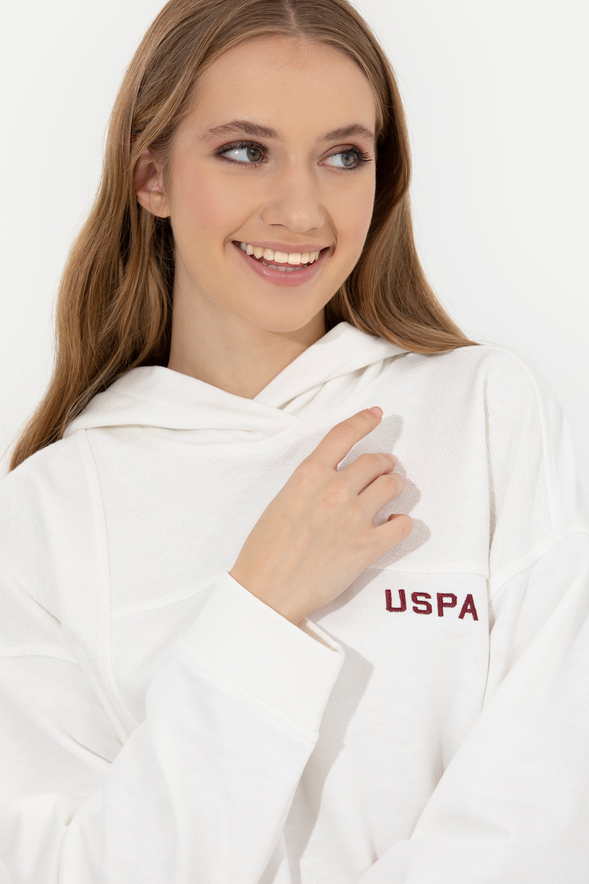 Kadın Ekru Kapüşonlu Sweatshirt