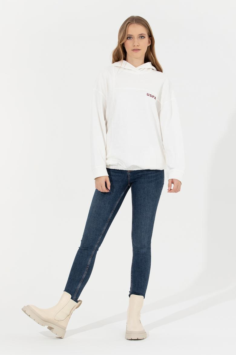 Kadın Ekru Kapüşonlu Sweatshirt