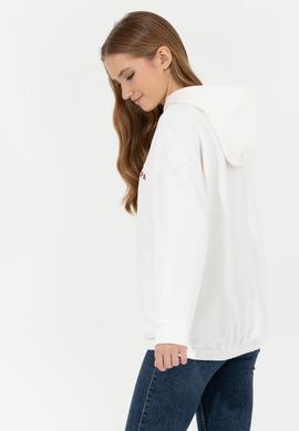 Kadın Ekru Kapüşonlu Sweatshirt - 50261256008