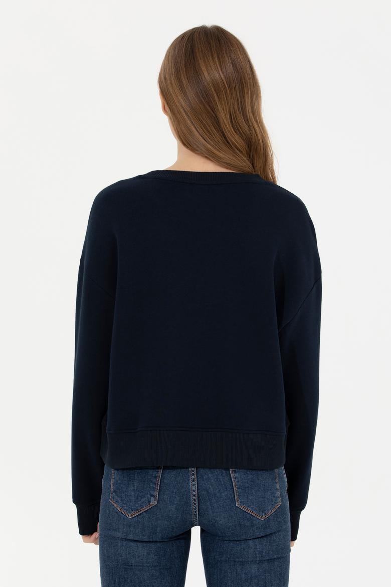 Kadın Lacivert Bisiklet Yaka Sweatshirt - 50261163015