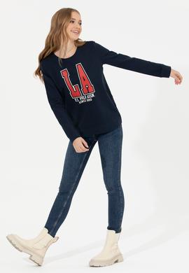 Kadın Lacivert Bisiklet Yaka Sweatshirt - 50260878005