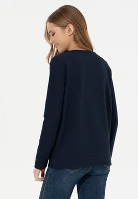 Kadın Lacivert Bisiklet Yaka Sweatshirt - 50260878005