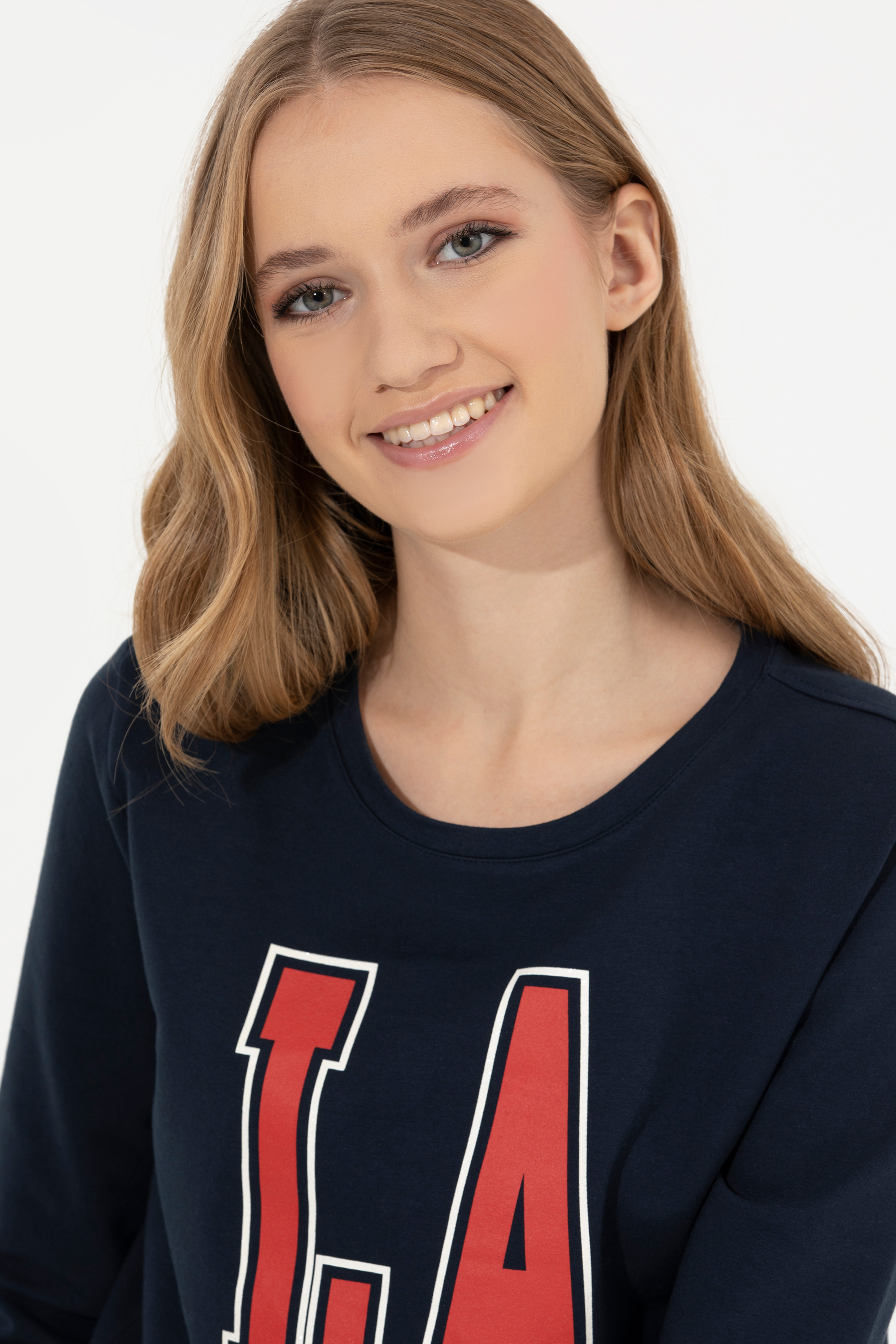 Kadın Lacivert Bisiklet Yaka Sweatshirt