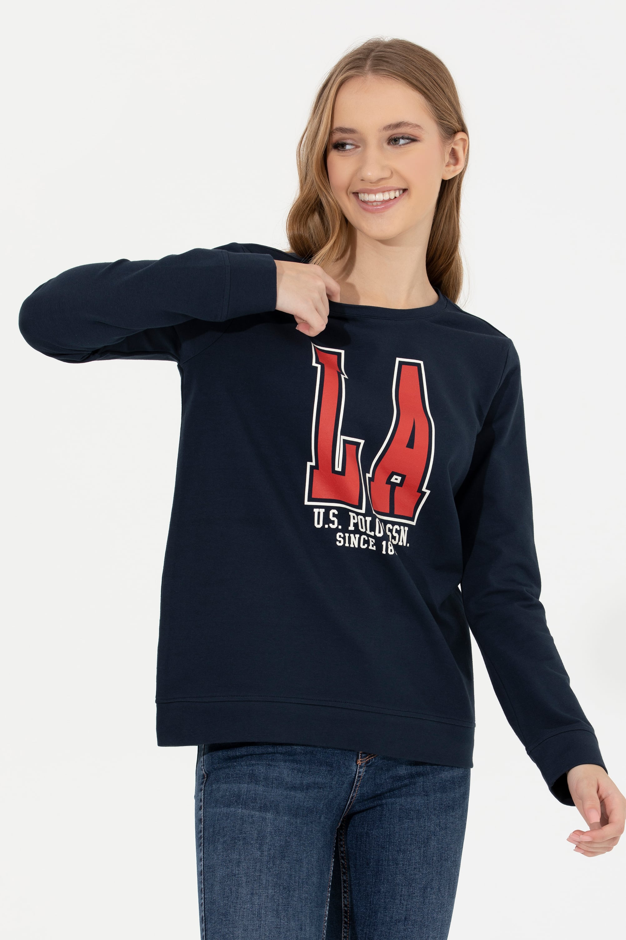 Kadın Lacivert Bisiklet Yaka Sweatshirt