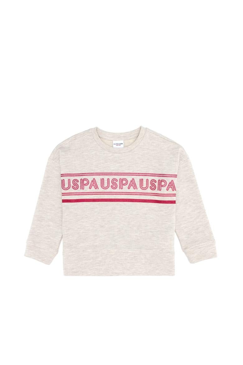 Çocuk Bej Melanj Bisiklet Yaka Sweatshirt