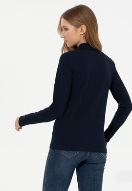 Kadın Lacivert Basic Polo Yaka Sweatshirt - 50261237024