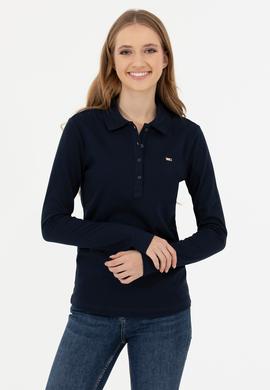 Kadın Lacivert Basic Polo Yaka Sweatshirt - 50261237024