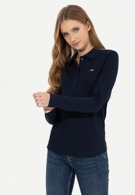 Kadın Lacivert Basic Polo Yaka Sweatshirt - 50261237024