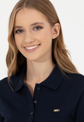 Kadın Lacivert Basic Polo Yaka Sweatshirt - 50261237024